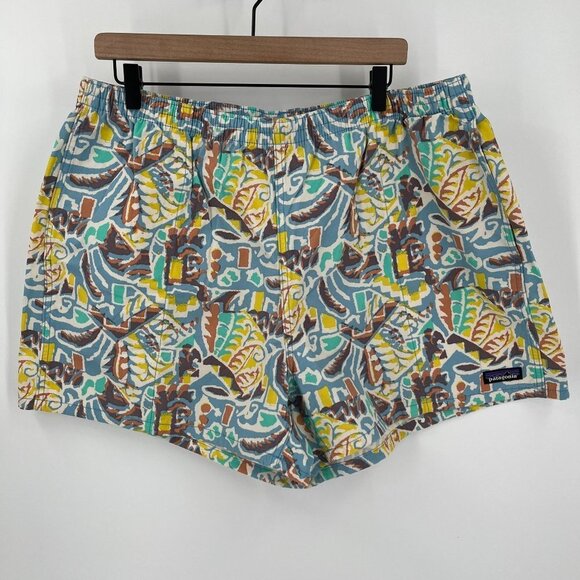 PATAGONIA WOMEN'S FUNHOGGERS COTTON SHORTS SIZE XS 4" THRIVING PLANET LAGO BLUE - Picture 1 of 12